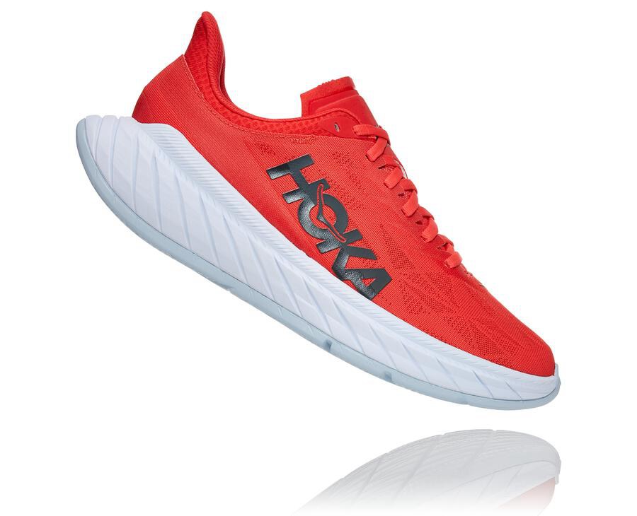 Hoka One One Running Shoes Mens Red/White - Carbon X 2 - 84179ZBWF